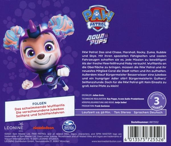 Cover einer Paw Patrol DVD. Enthält einen Cartoon-Hund in einem Superhelden-Outfit.