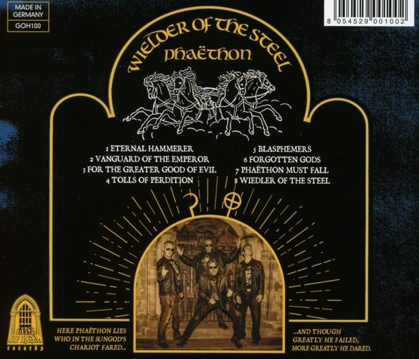 Albumcover mit dunklem Hintergrund, weißem Text und einer Band von Männern.