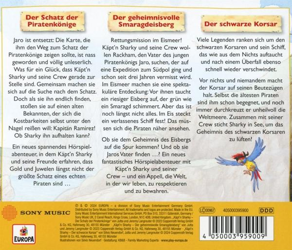 Comic-Buch-Doppelseite mit Text und Illustrationen. Der Titel lautet "Der Schatz der Piratenkonige".