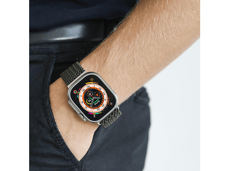 Vonmählen Woven Loop für Apple Watch 44/45/46/49mm, Olive; Ersatzarmband