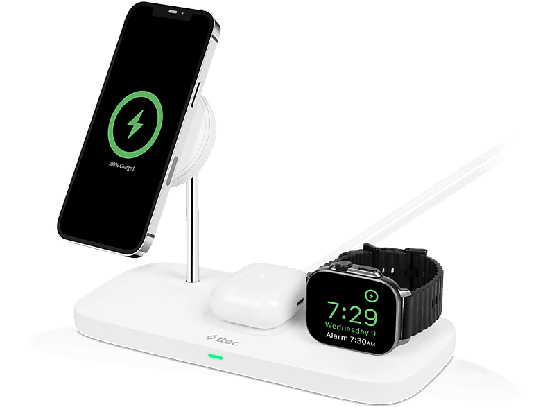 TTEC 2KS32B AirCharger Trio Up MagSafe Uyumlu 3ü 1 Arada iPhone + Apple Watch + AirPods Kablosuz Hızlı Şarj Standı