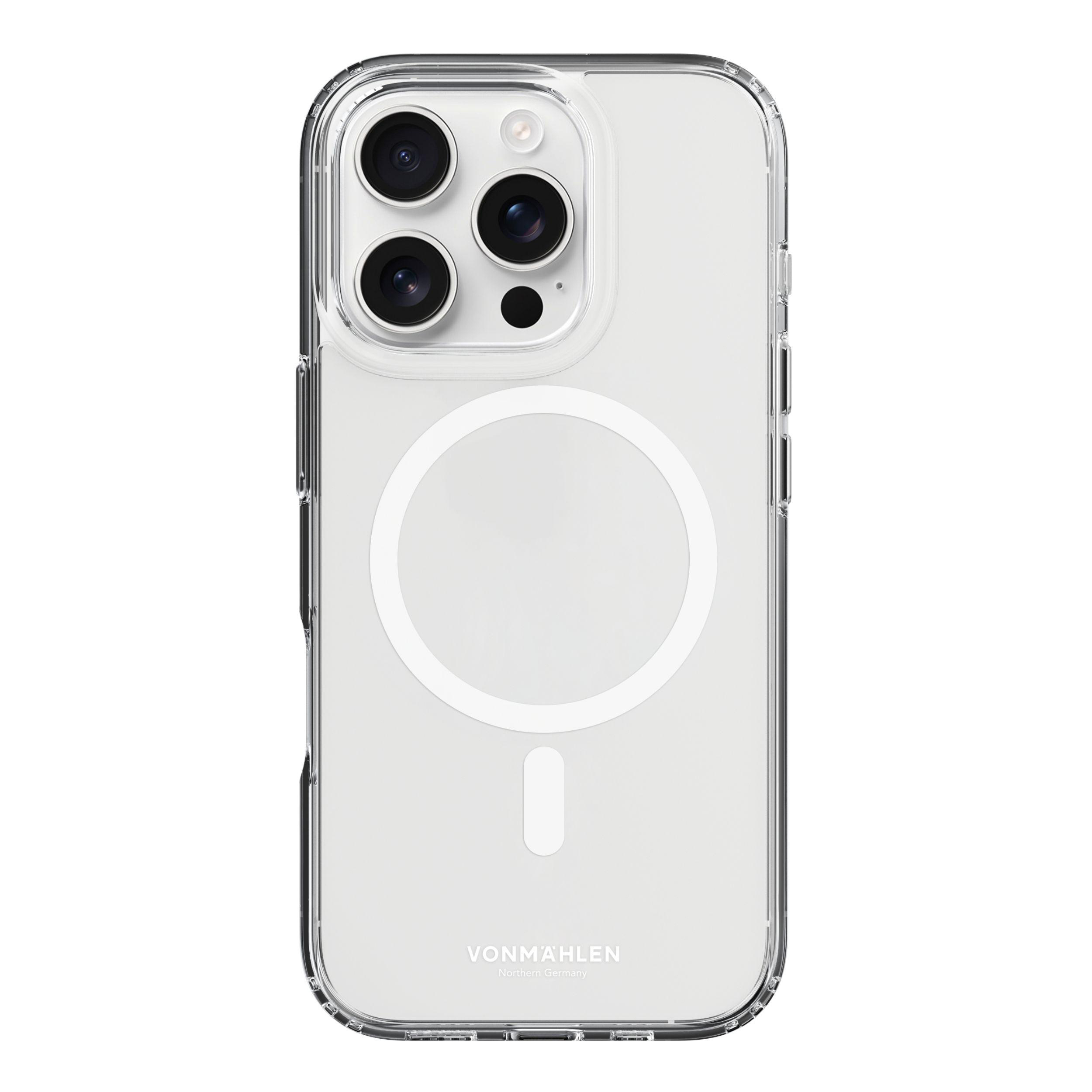 Transparente Handyhülle mit MagSafe-Kreisdesign.