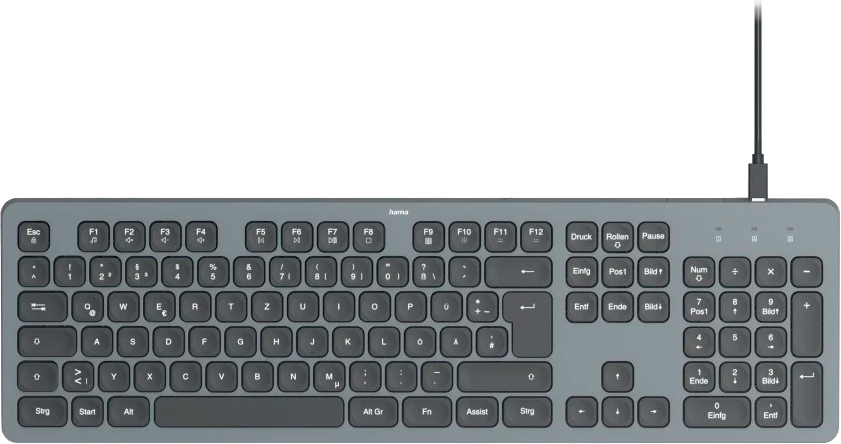 HAMA CK-400 USB billentyűzet, fehér háttérvilágítás, Magyar kiosztás, fekete (173058)