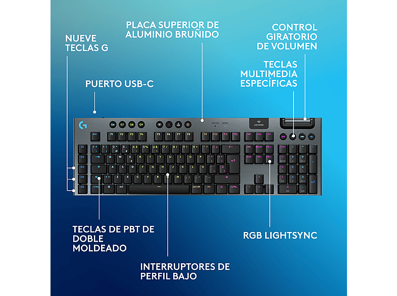 Teclado Logitech G G915 X Lightspeed Inalambrico – imagen 2