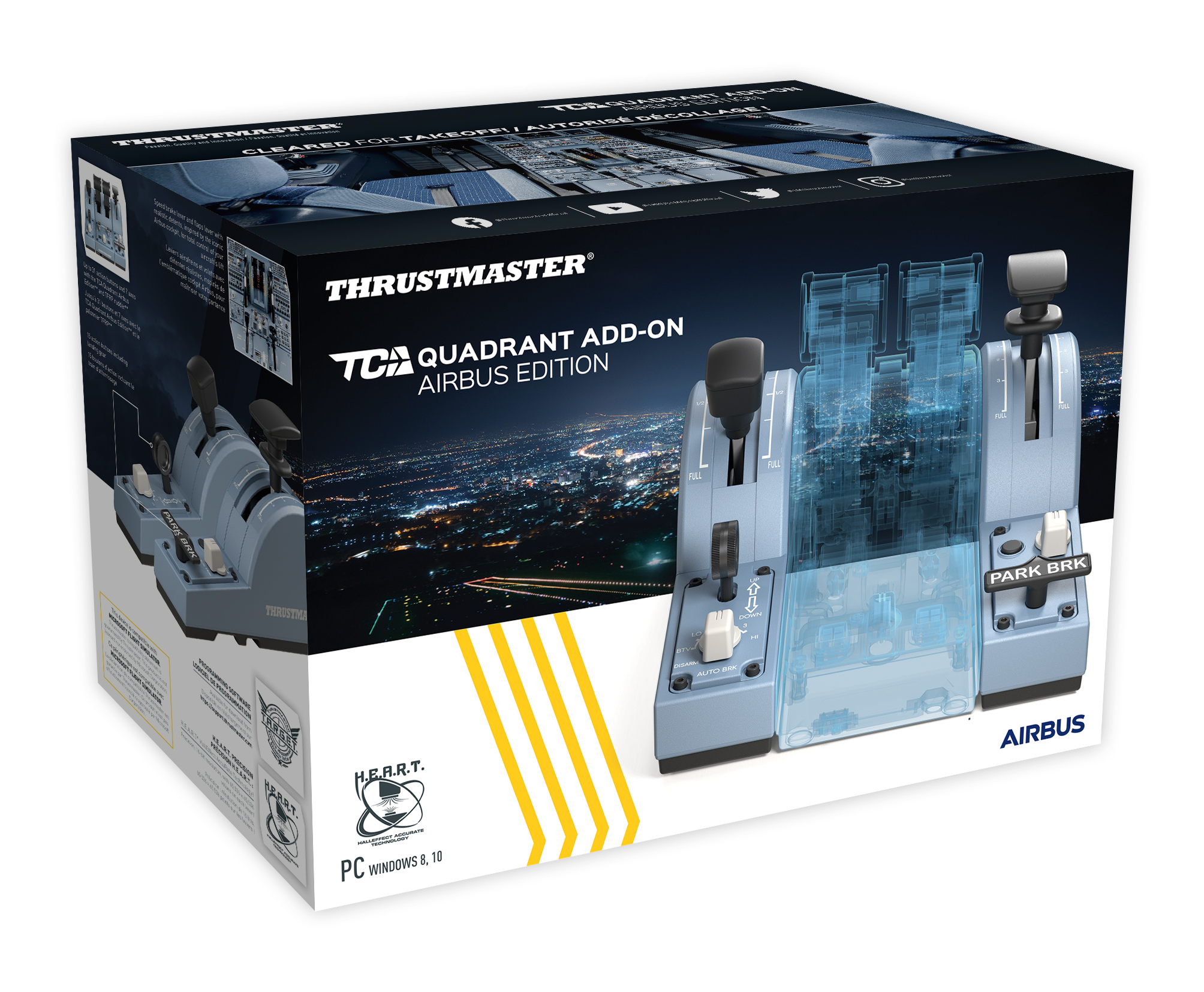 Box mit einem Flugsimulator-Bedienfeld.