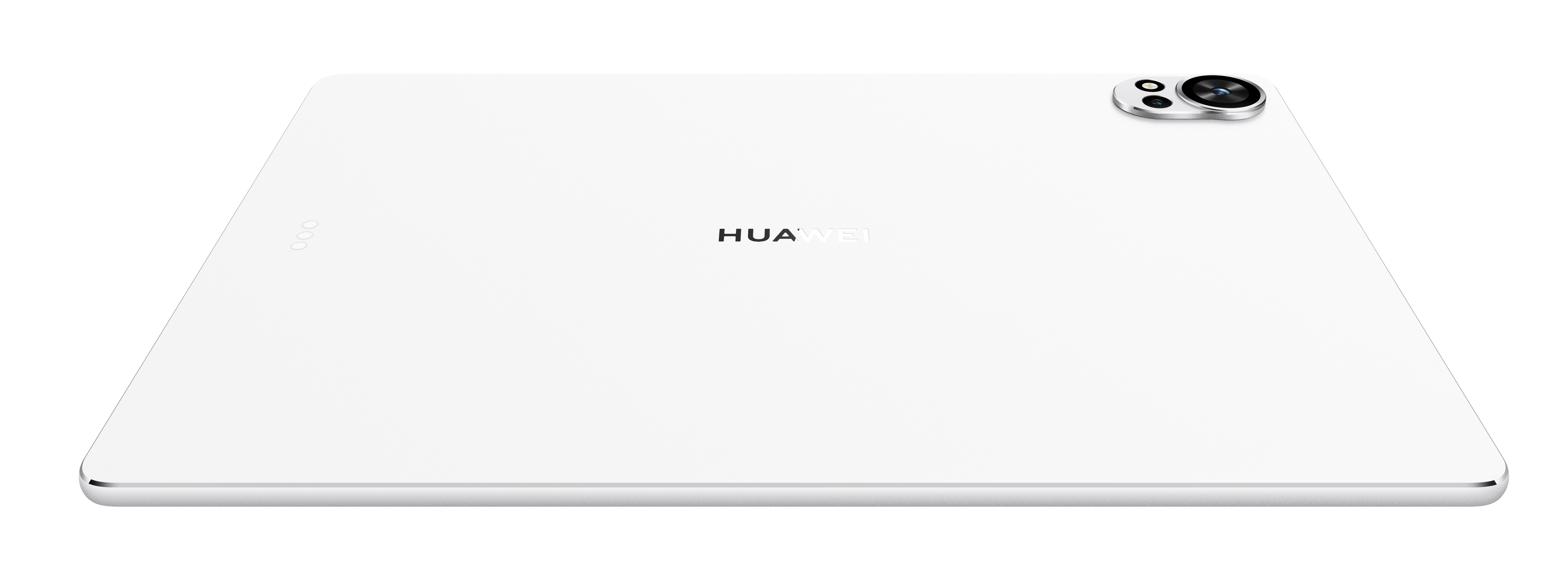 Biały tablet z wypukłością kamery i logo HUAWEI.
