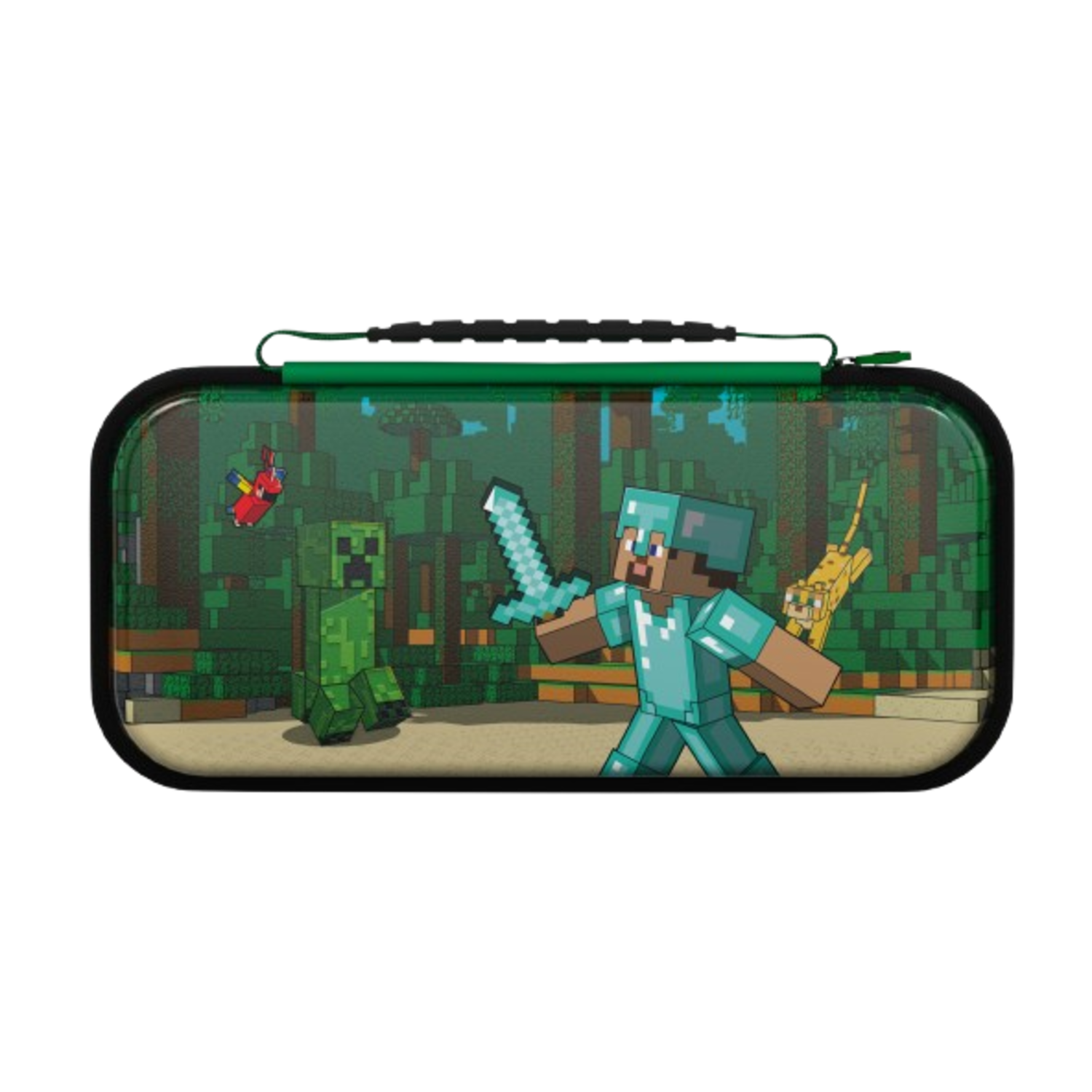 Pdp Realmz Nintendo Switch Travel Case - Minecraft Forest Battle Glow In The Dark