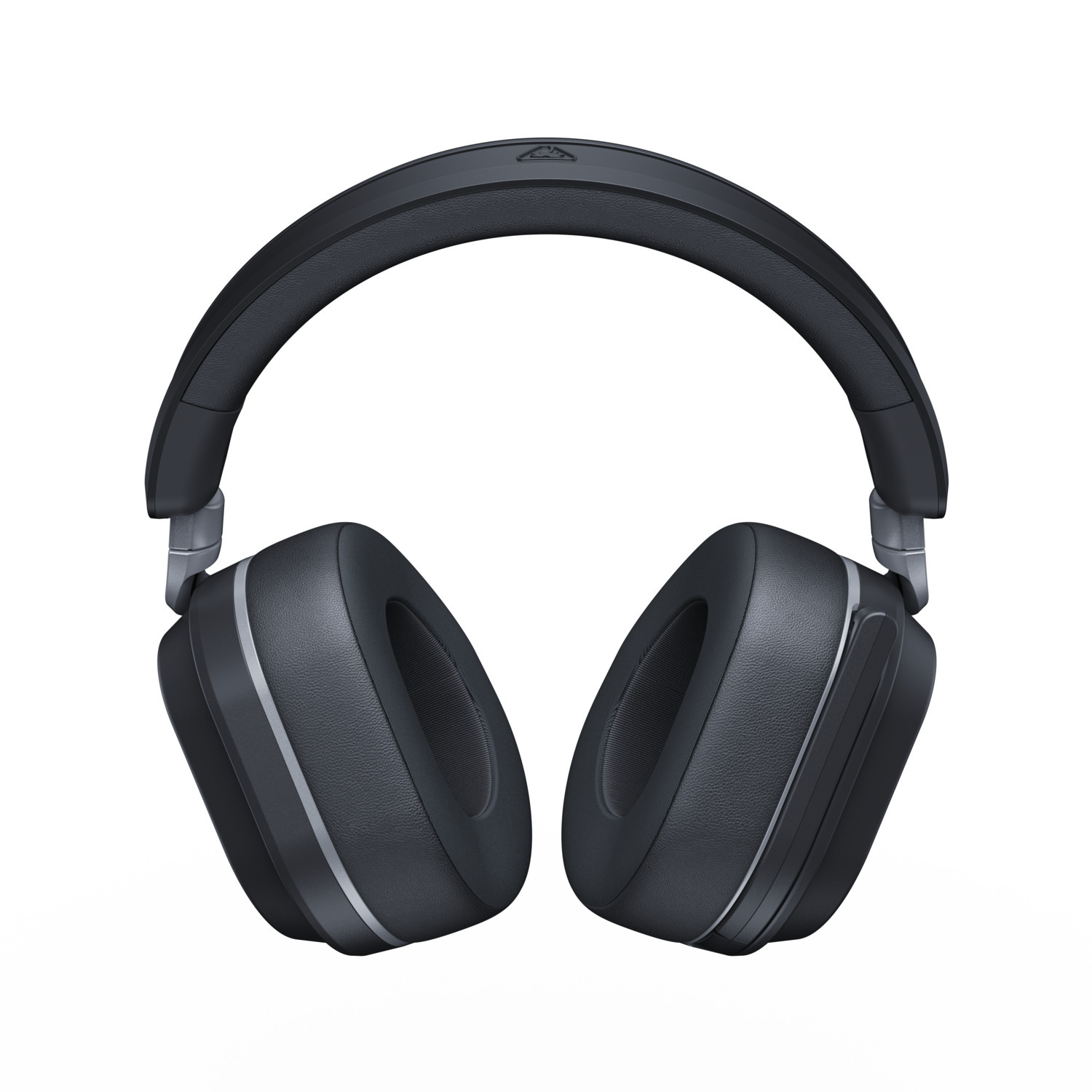 Casque noir avec des accents gris, design supra-auriculaire et fond noir.