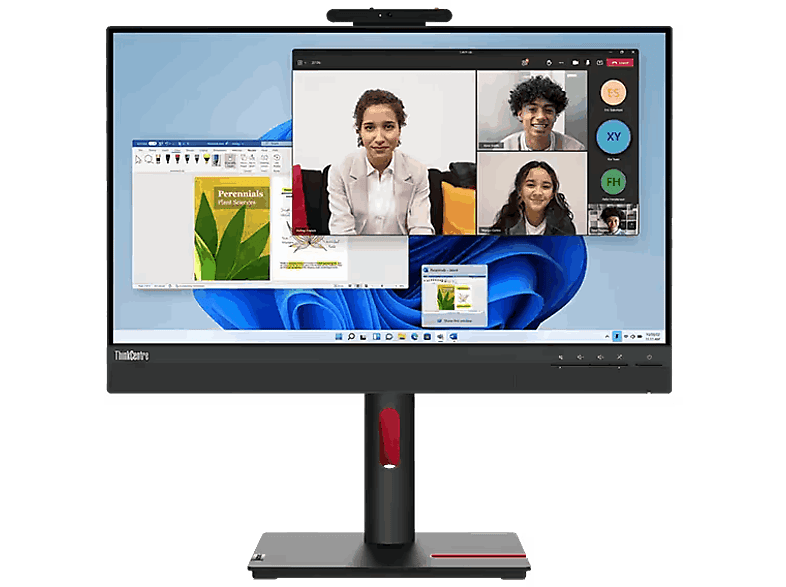 Monitor - Lenovo ThinkCentre Tiny-In-One 24 G5 Profesional, 23.8", FHD, 6ms, 60Hz, 1x USB 3.2 Gen 1, DP 1.2, HDMI® 1.4, Altavoces Mic y Cámara, Negro