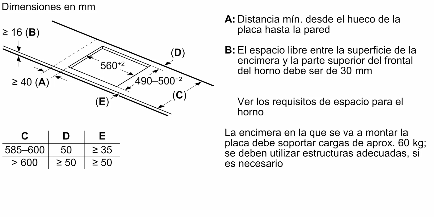 Dibujo técnico en blanco y negro con dimensiones en mm.