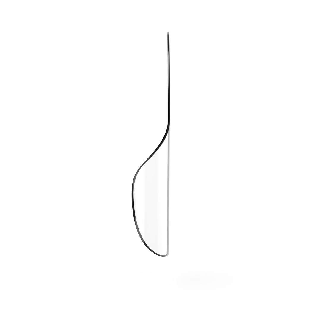 Transparenter Displayschutz, Seitenansicht, auf weißem Hintergrund.