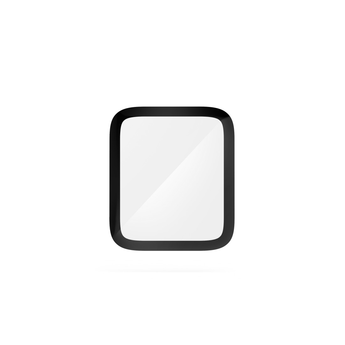 Displayschutzfolie für eine Uhr, schwarzer Rahmen, weißer Mittelteil.