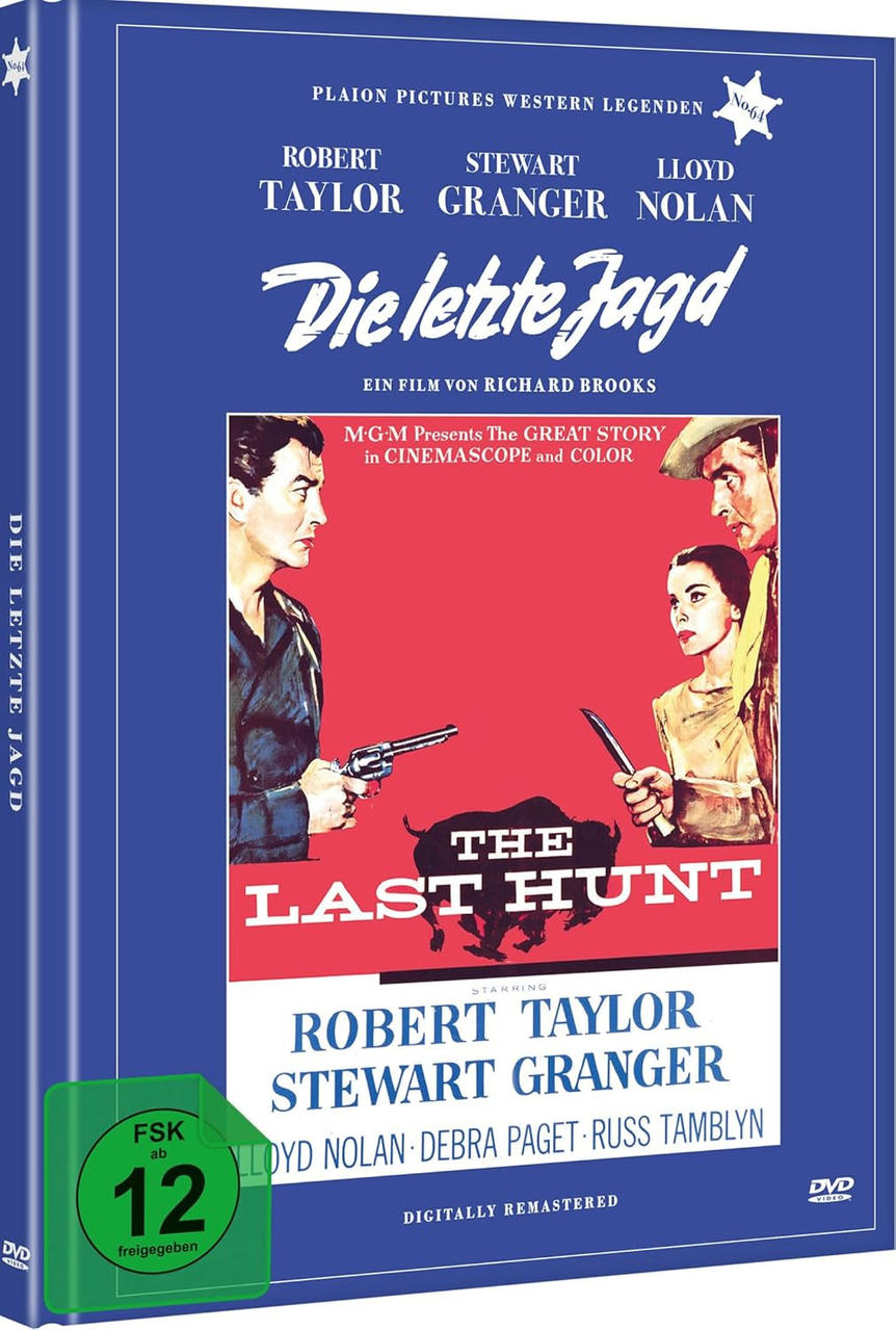 DVD-Cover: Vintage-Western-Filmplakat mit Schauspielern und einem Büffel.