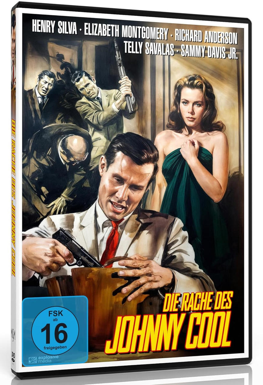 Ein Vintage-Filmplakat mit einem Mann, der eine Pistole zeigt, und Text auf Deutsch.
