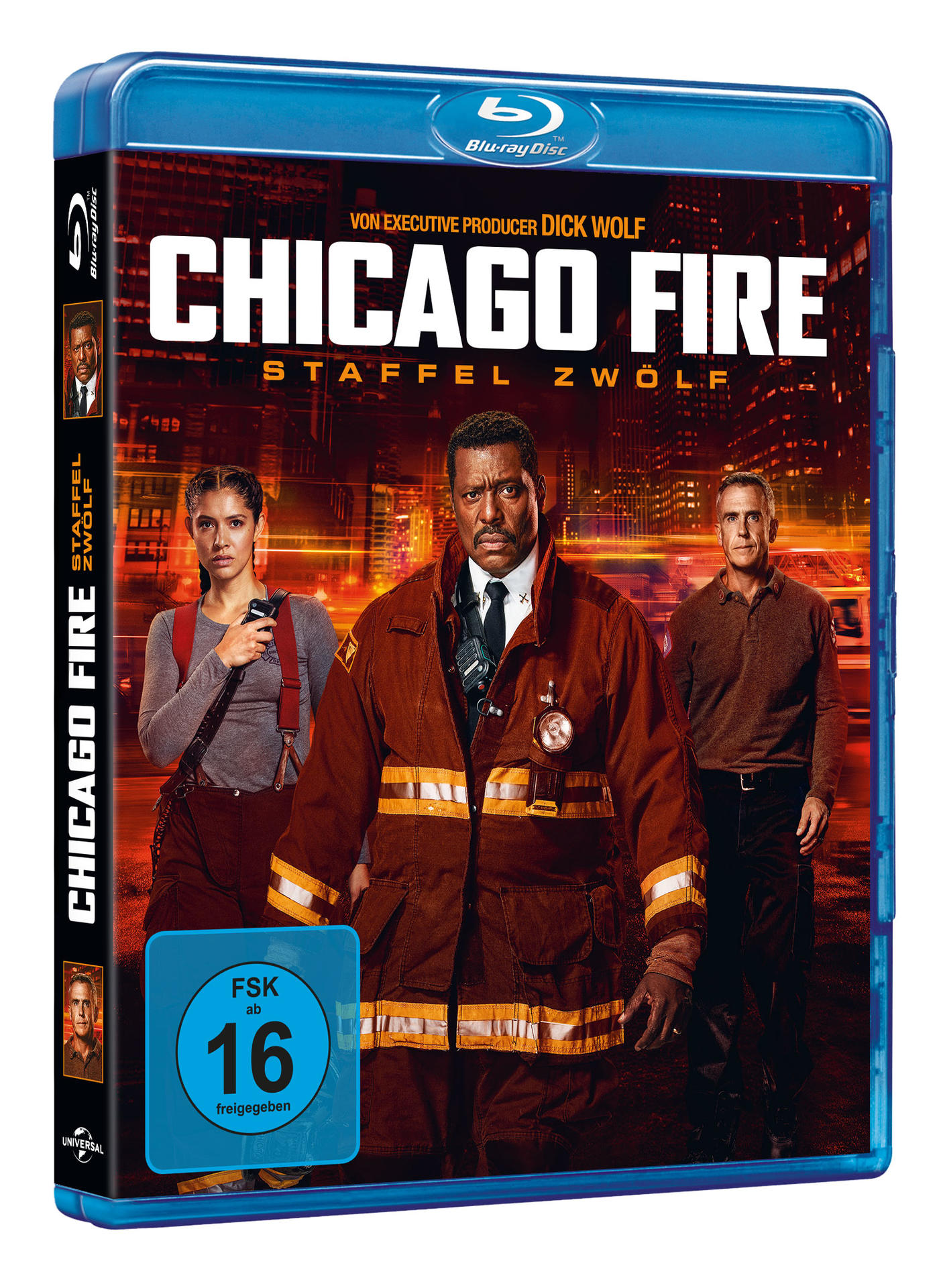DVD-Cover von Chicago Fire mit Schauspielern und Stadtkulisse.