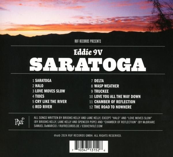 Album-Rückseite, Eddie 9V Saratoga mit einer Liste von Songs.