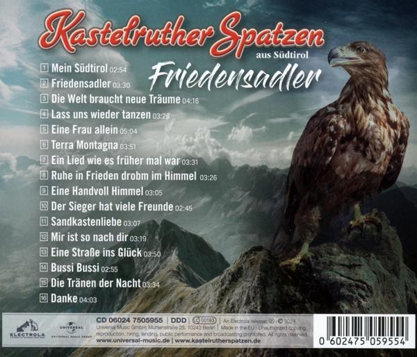 CD-Cover mit Adlerbild, Songtiteln und Text. Weißer Hintergrund, deutscher Text, Albumtitel.