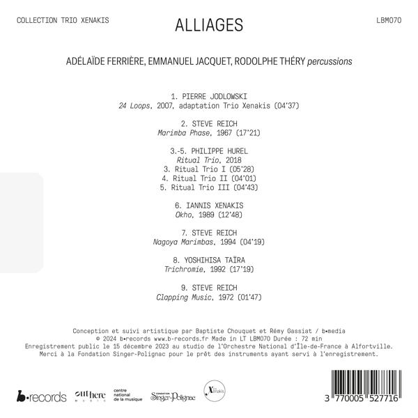 Rückseite einer CD-Hülle. Weißer Hintergrund mit schwarzem Text. Enthält Albumtitel, Trackliste und Credits.