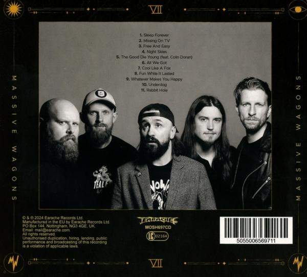 Albumcover mit Bandfoto und Songliste. Text enthält 'MASSIVE WAGONS'.