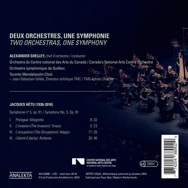 Rückseite einer CD mit dem Titel Two Orchestras, One Symphony.