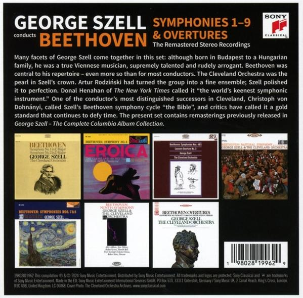 Albumcover mit George Szell dirigiert Beethoven. Beinhaltet Albumcover verschiedener Symphonien.