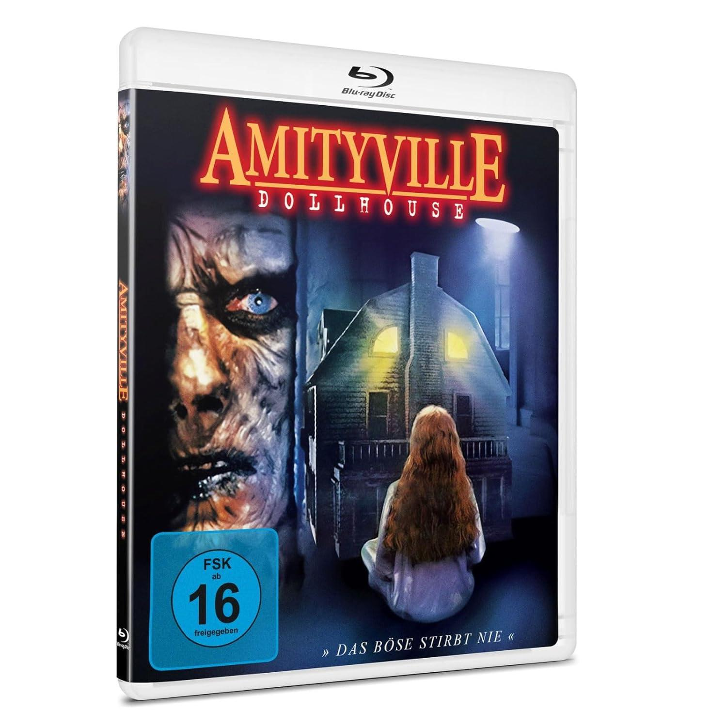 DVD-Hülle mit Horrorfilm-Cover. Zeigt ein gruseliges Gesicht und ein Haus mit einem Mädchen.