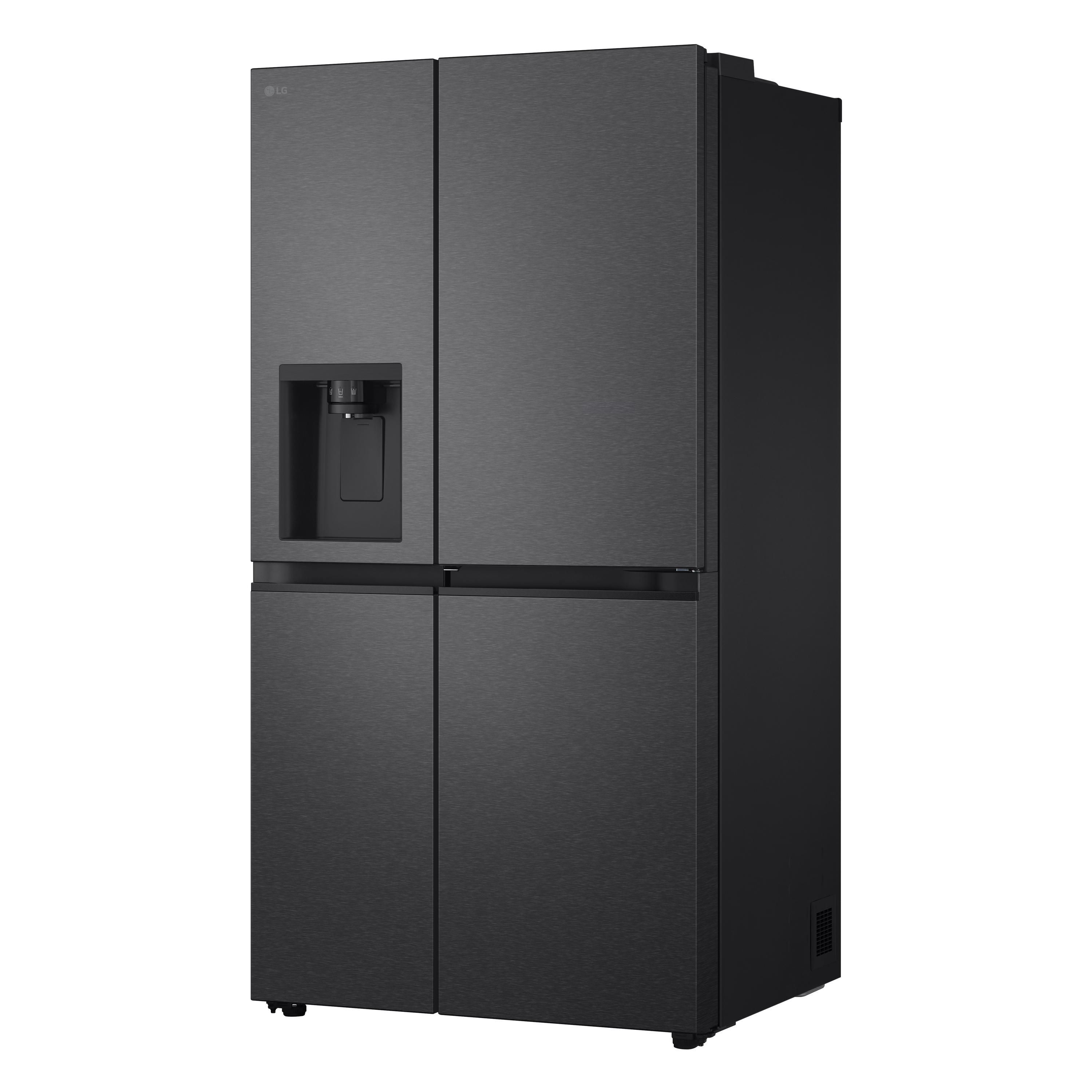 Schwarzer LG Side-by-Side Kühlschrank.