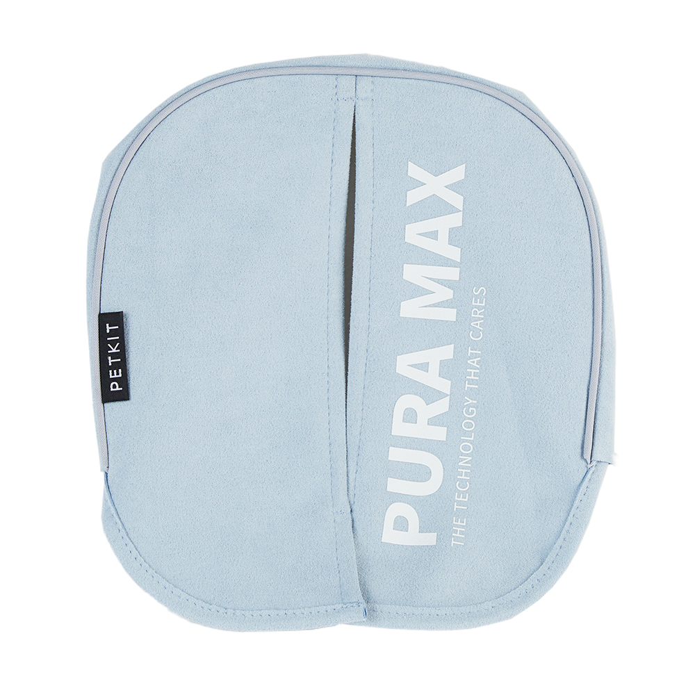 Açık mavi bir PETKIT Pura Max çantasının üstten görünümü.