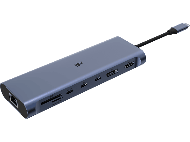 ISY IAD-1036 13-in-1 USB-C Multiport-Adapter, Silber Aluminium