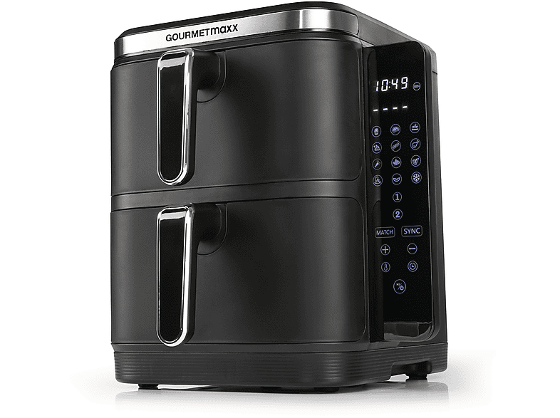 Gourmetmaxx 15305 Heißluftfritteuse mit Doppelkorb 5 l + 10 l, 2800 Watt, Schwarz — Foto 3 von 5