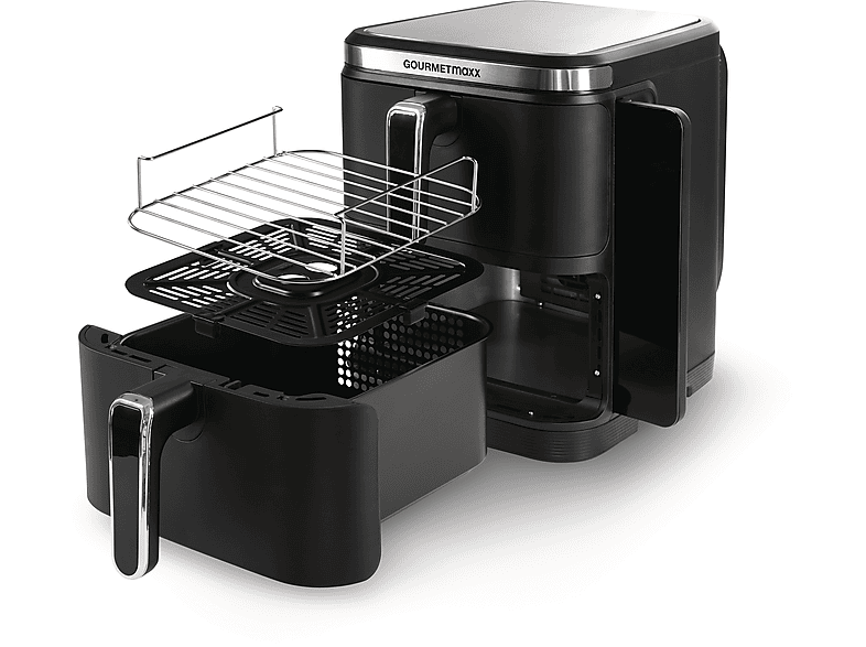 Gourmetmaxx 15305 Heißluftfritteuse mit Doppelkorb 5 l + 10 l, 2800 Watt, Schwarz — Foto 4 von 5