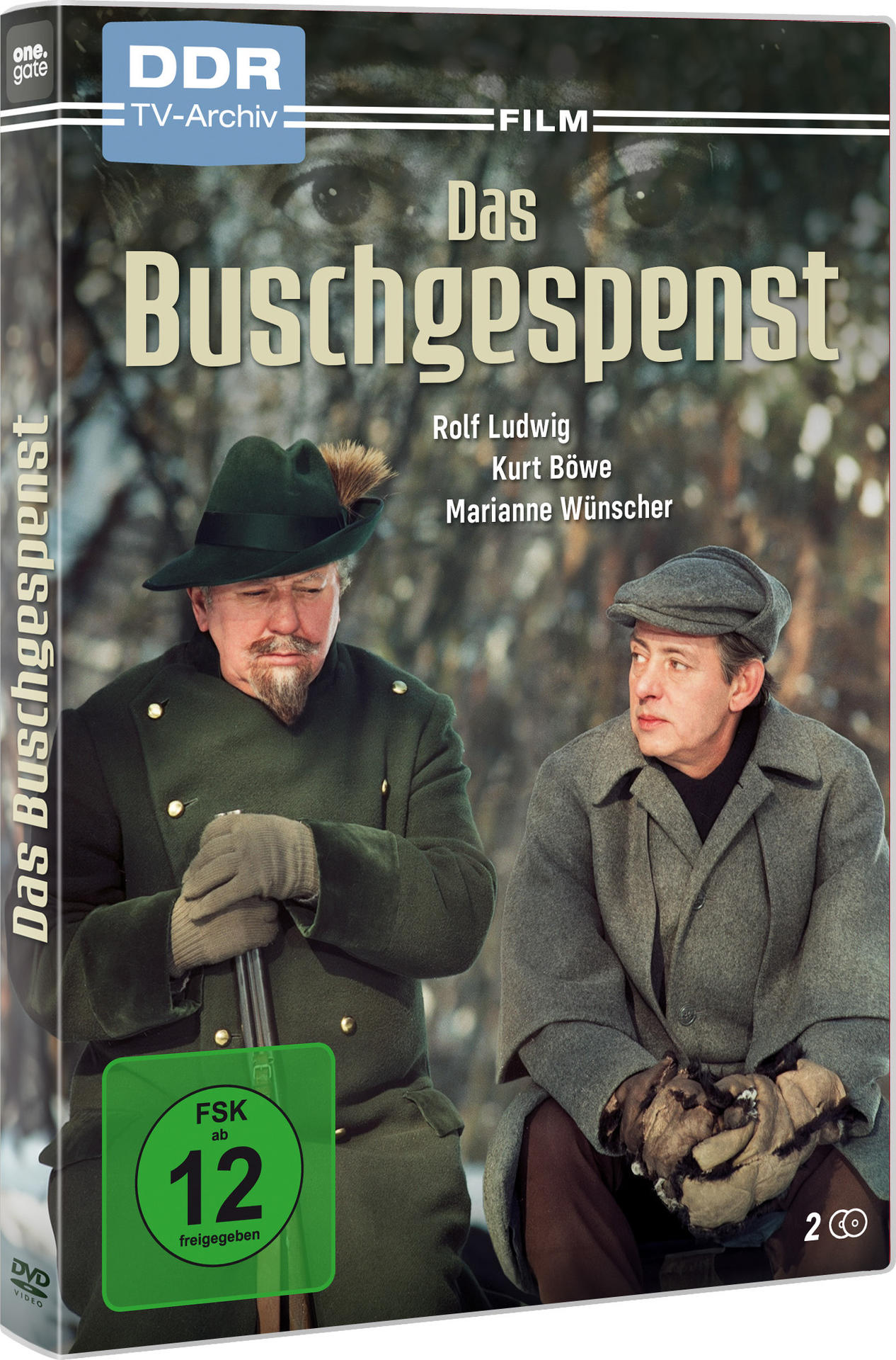 DVD-Hülle von 'Das Buschgespenst'. Zwei Männer in Mänteln, einer mit Hut. Schnee-Hintergrund.