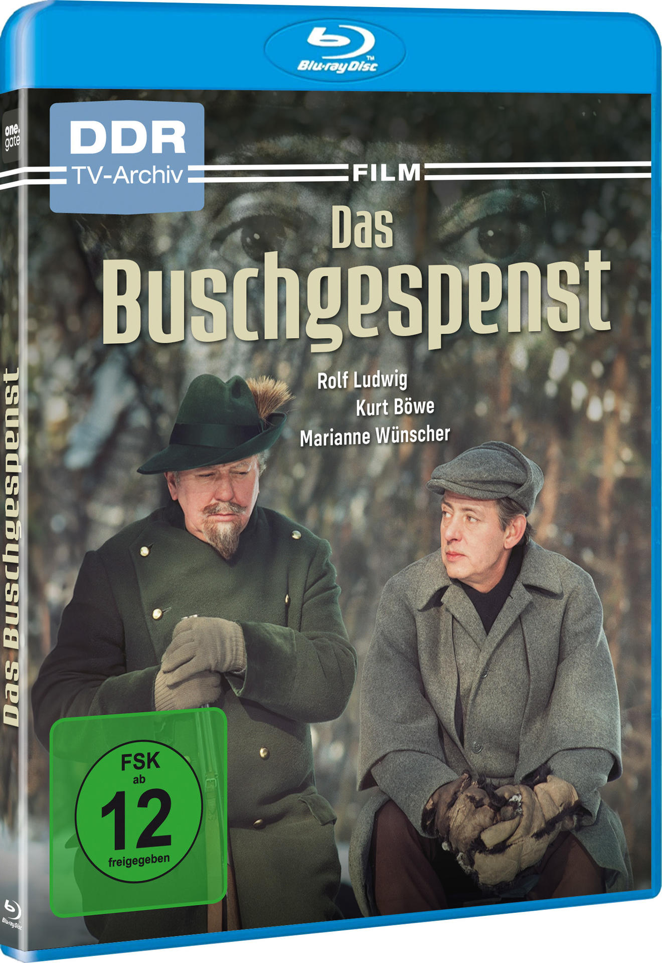 Blu-ray-Box-Art für Das Buschgespenst, zwei Männer in einem Wald.