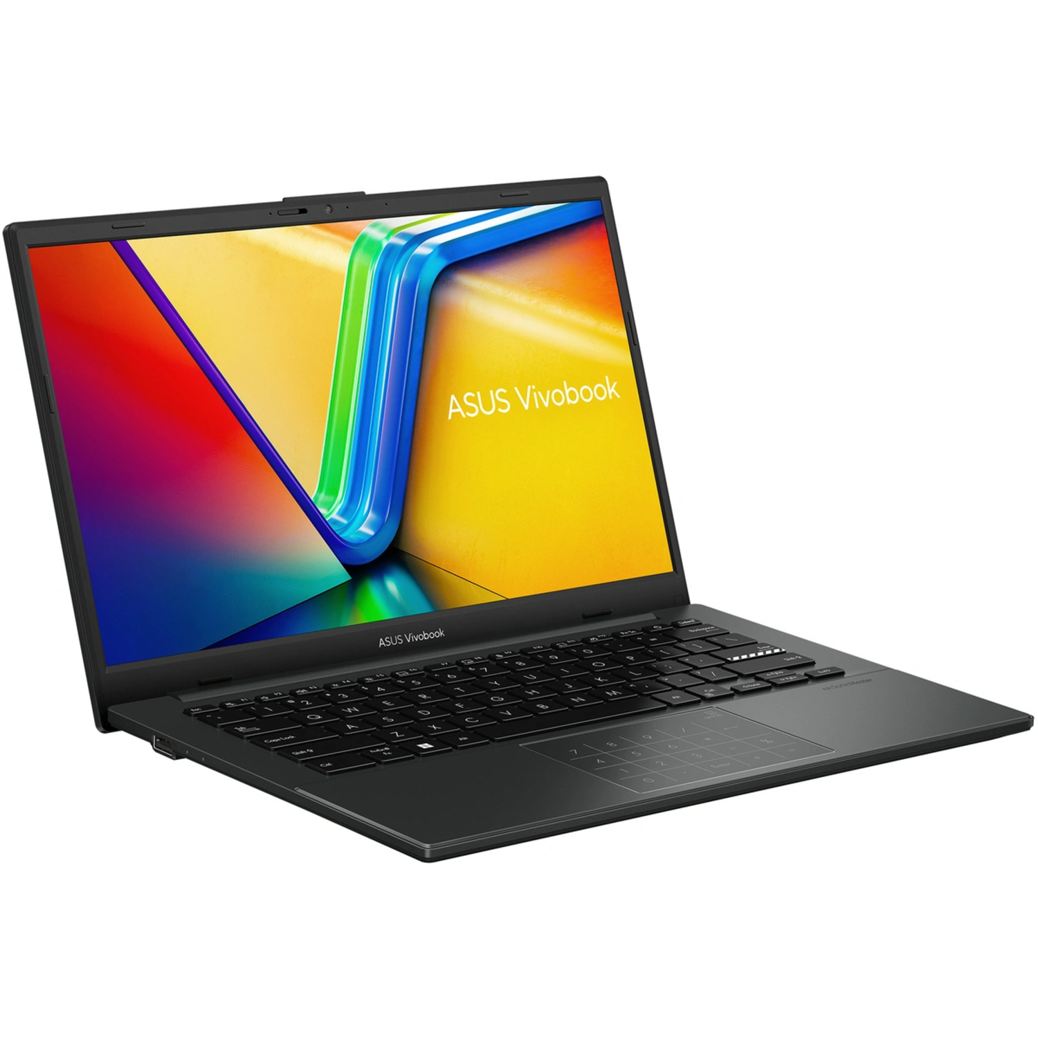 Laptop met het scherm open, met een kleurrijk display.