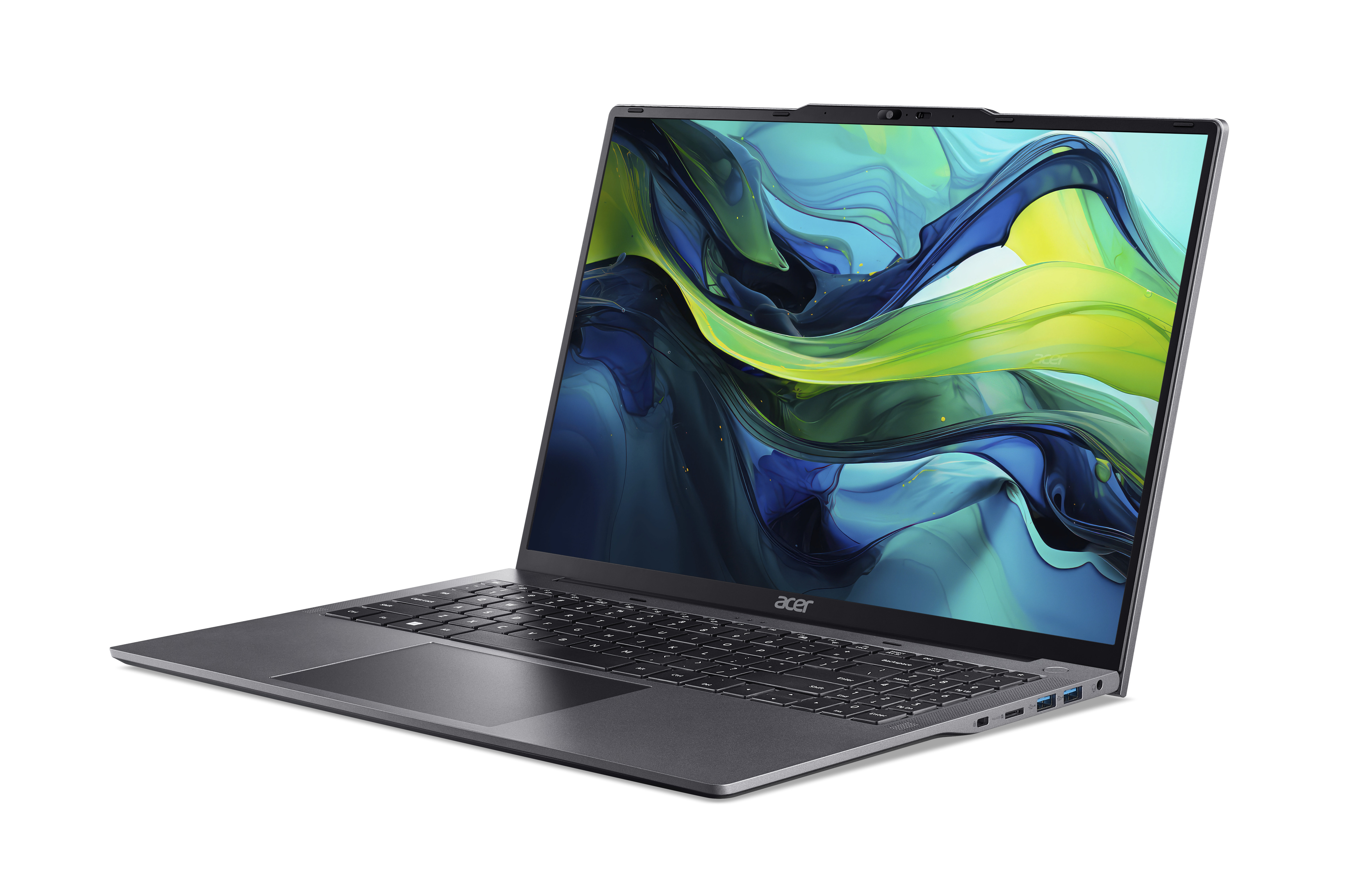 Beyaz arka plan üzerinde dizüstü bilgisayar. Acer markası.