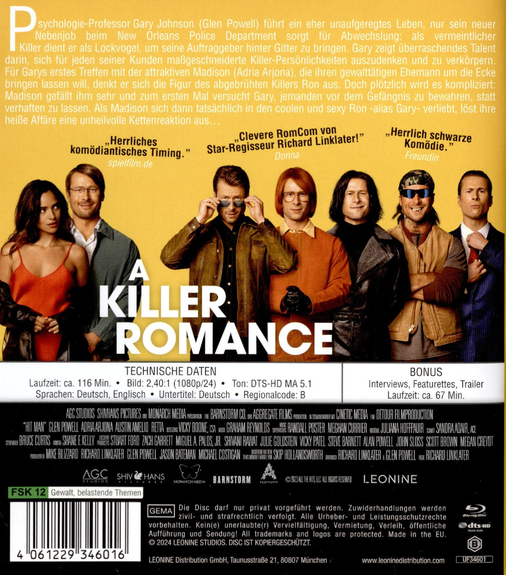 Filmposter mit Schauspielern, Text und Titel: A Killer Romance. DVD-Hülle.