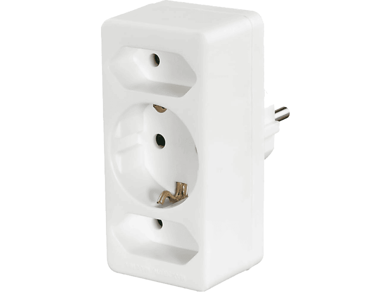 Ladrón de enchufes - Hama 00223215, 250V, 3680W, 1x Enchufe con contacto a tierra, 2x Enchufes europeos, Blanco