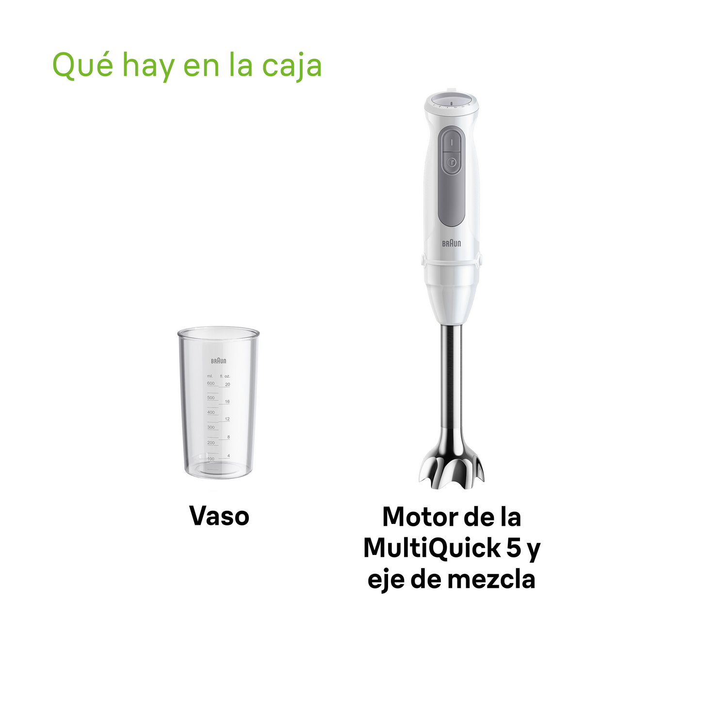 Licuadora con varilla de mezcla y vaso medidor.