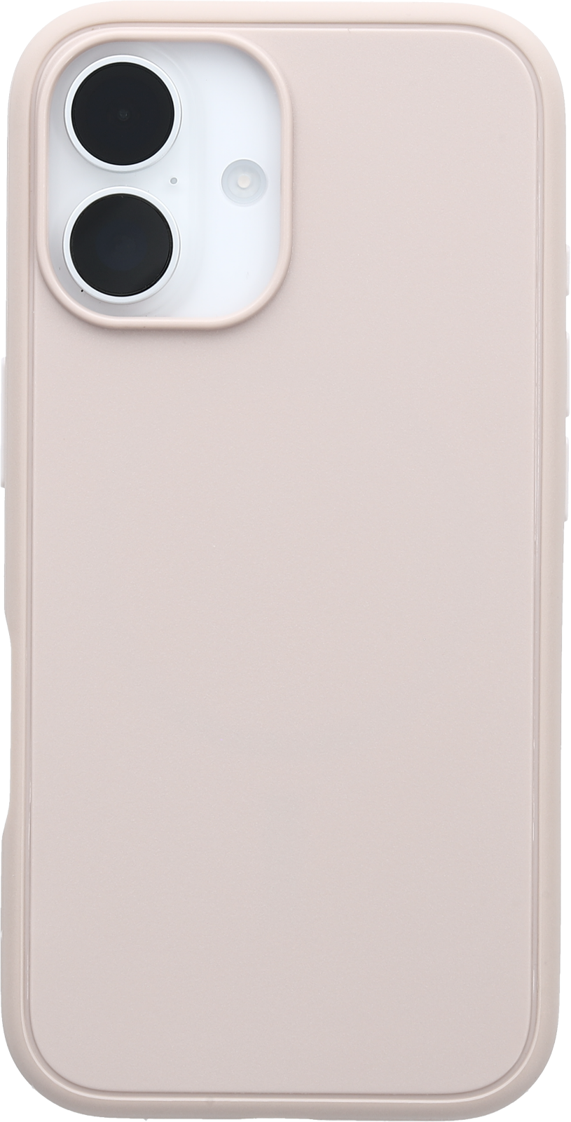 Rózsaszín iPhone tok kamerakivágással. A tok fehér háttéren van. Egyszerű dizájn.