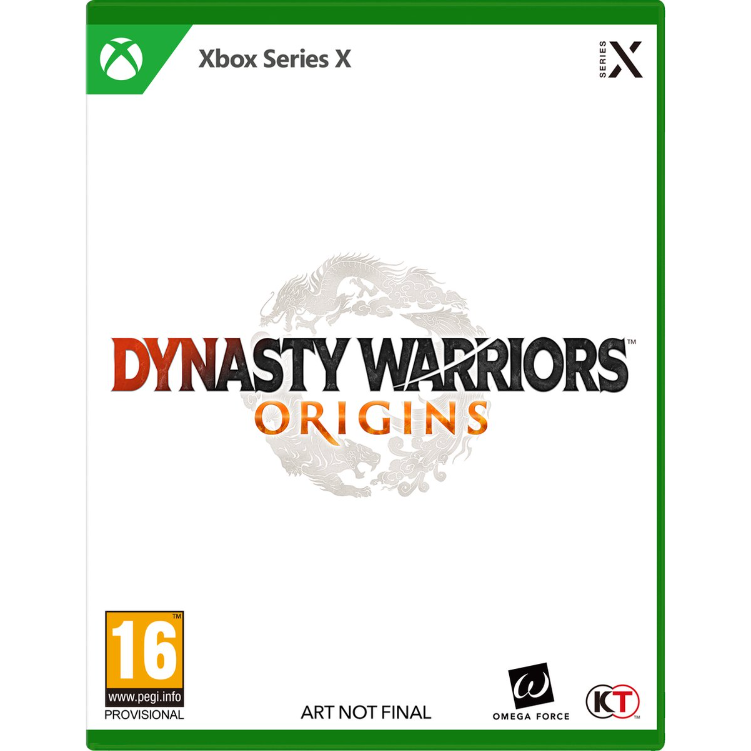Gamebox. Witte cover met Dynasty Warriors Origins logo en Xbox Series X.