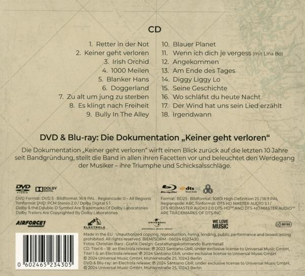 CD-Hülle mit deutschem Text. Text enthält Songtitel und Credits für eine DVD.