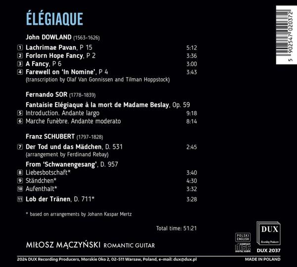 Rückseite einer CD mit Titelliste, Künstler- und Labelinformationen sowie Copyright-Details.