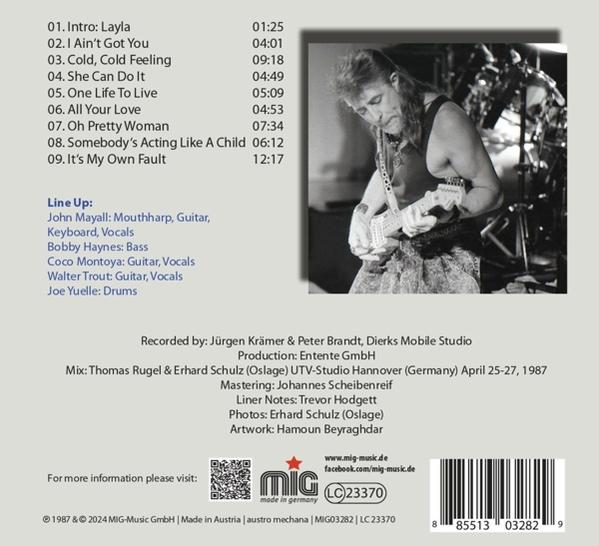 Albumcover mit einem Mann, der eine weiße E-Gitarre spielt.
