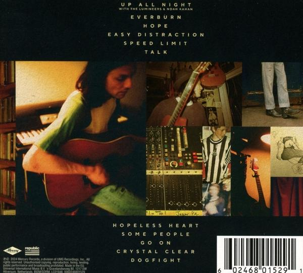 Album-Rückseite. Enthält Songtitel, Bandfotos und Urheberrechtshinweise.