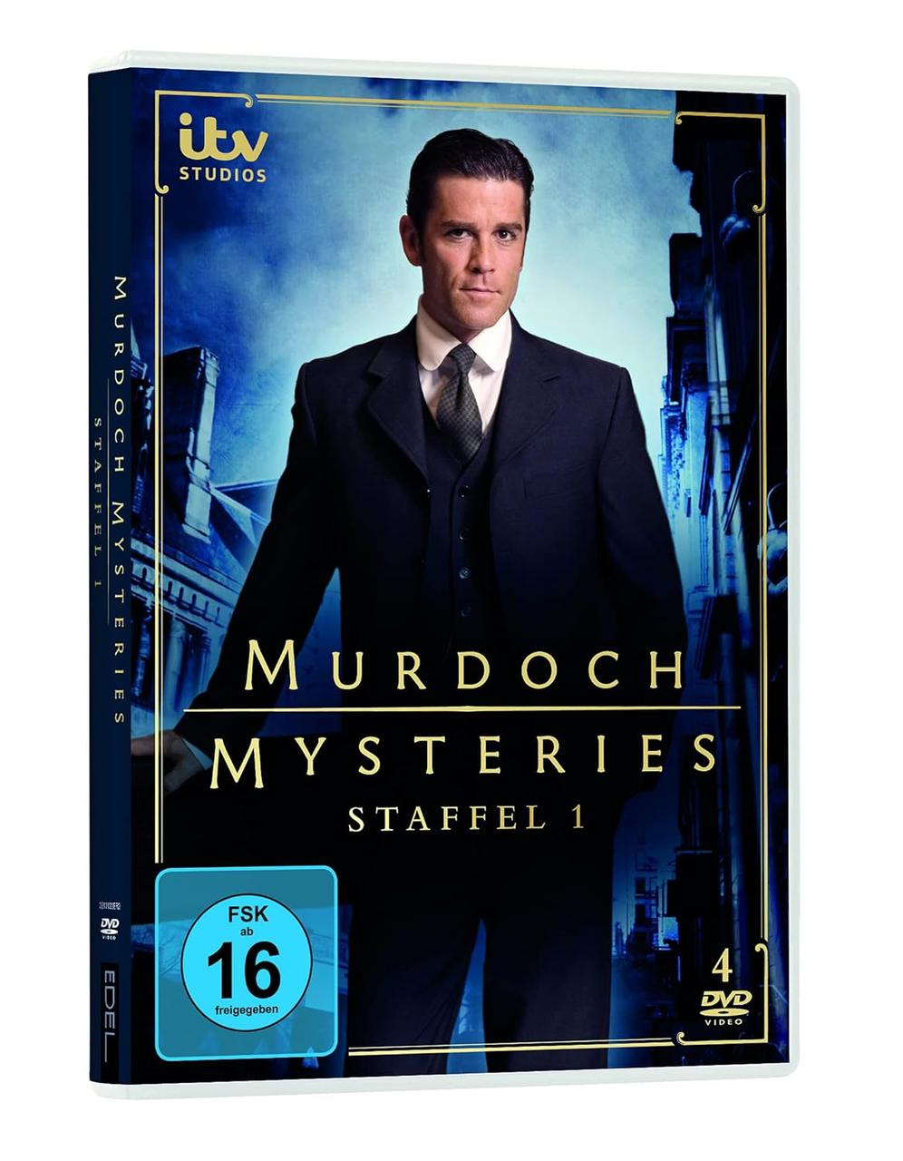 DVD-Hülle eines Mannes im Anzug, der Titel lautet Murdoch Mysteries.