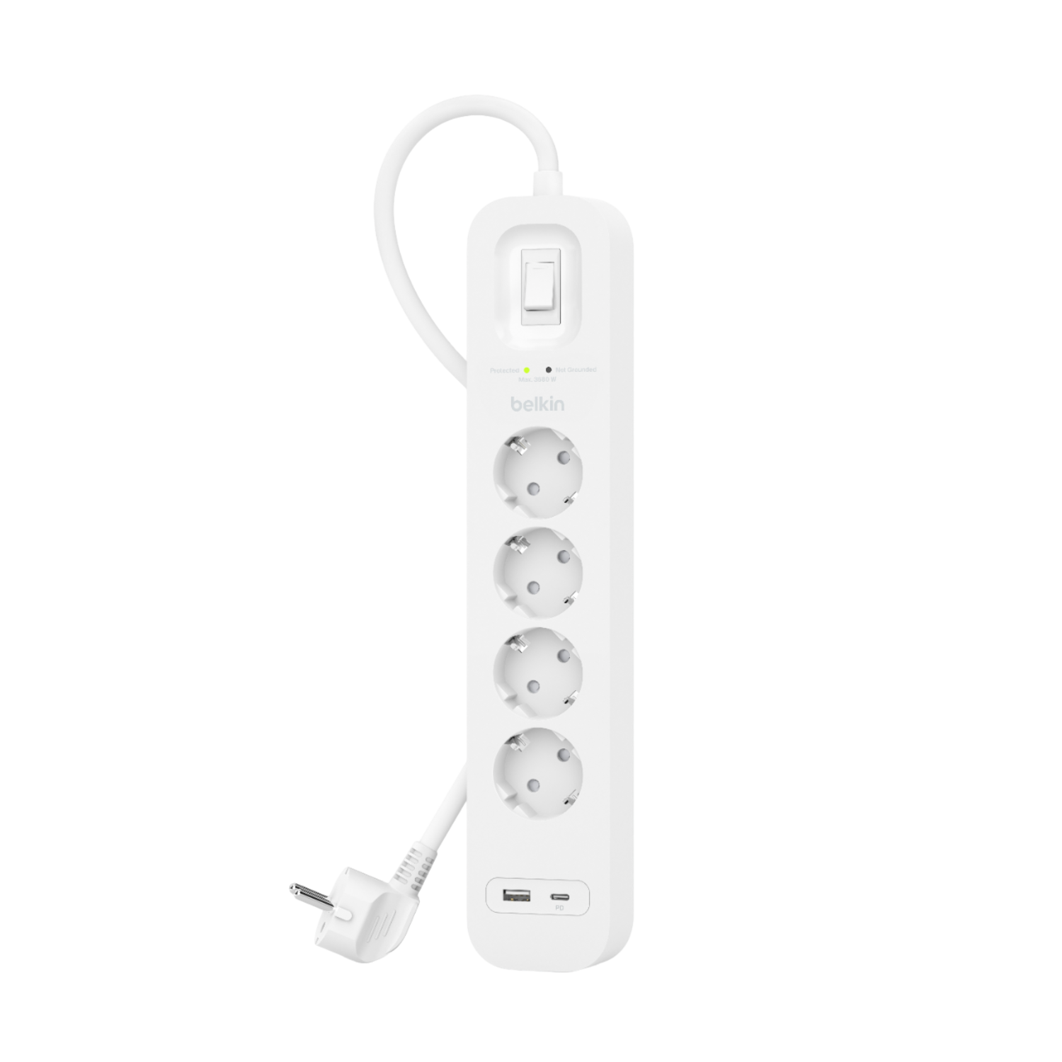 Belkin Surge Protection 4 Outlet 2 Meter Usb C Wit