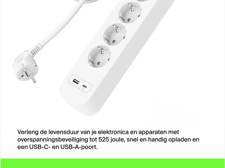 Electraline GummyLine 70072, Mini-adapter Met 2 USB-poorten, 2,4 A-uitgang, Met Telefoonhouder Geaarde Stekker Kleur Groen