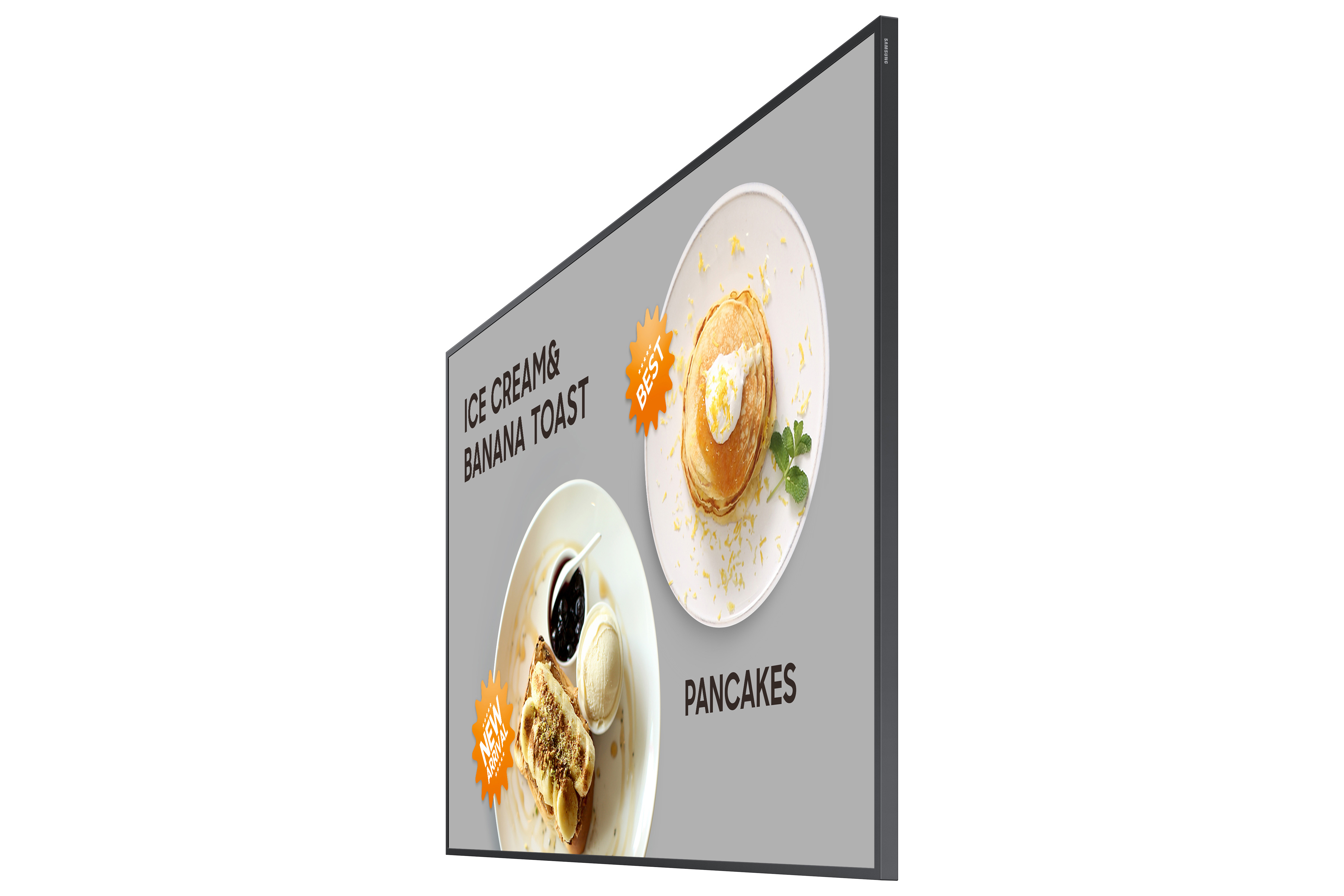 Pantalla de TV con panqueques y tostadas de helado mostradas.