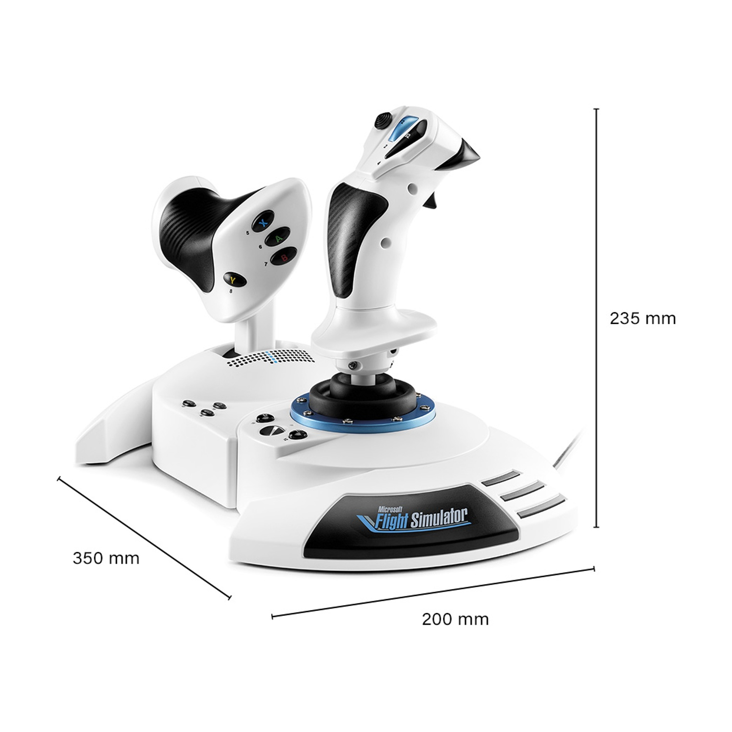 Joystick simulatore di volo con misure.