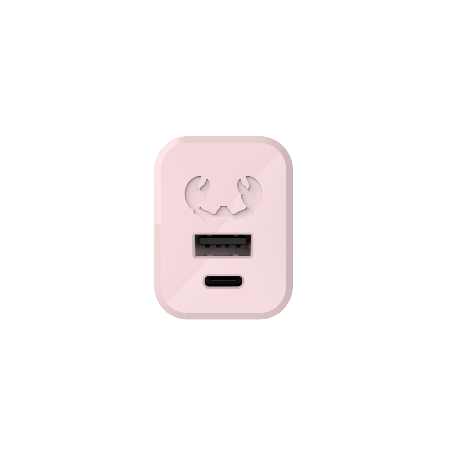 Chargeur rose avec ports USB.